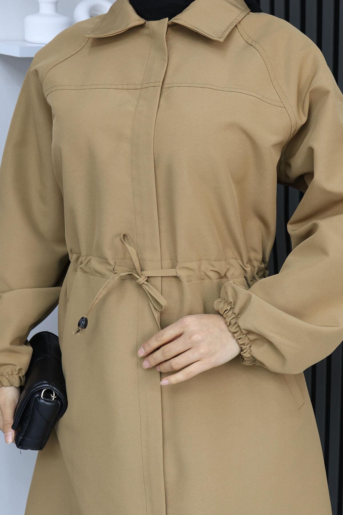Hidden Placket Trench Coat - Camel - Misskayle
