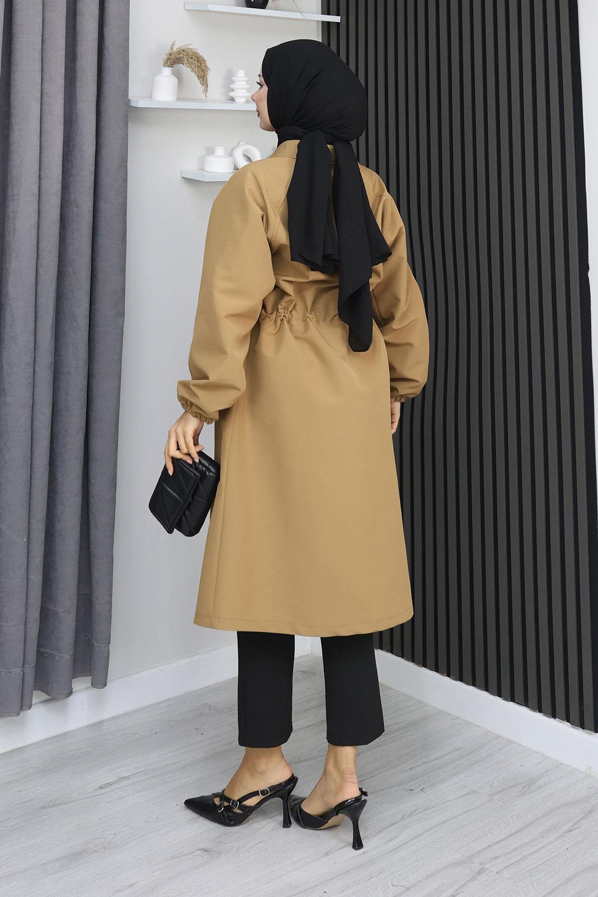 Hidden Placket Trench Coat - Camel - Misskayle