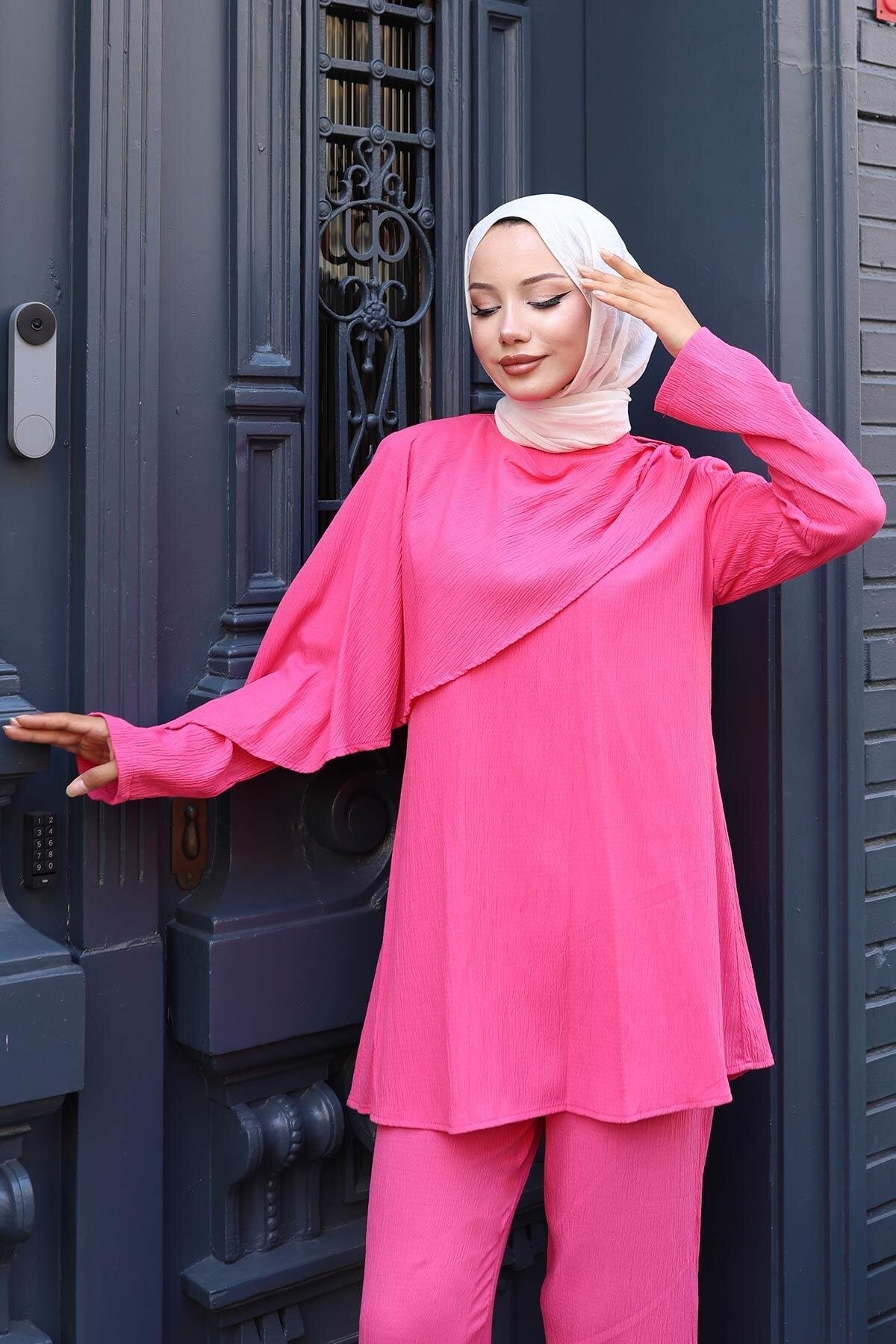 Two-Piece Cape Detail Set - Fuchsia - Misskayle