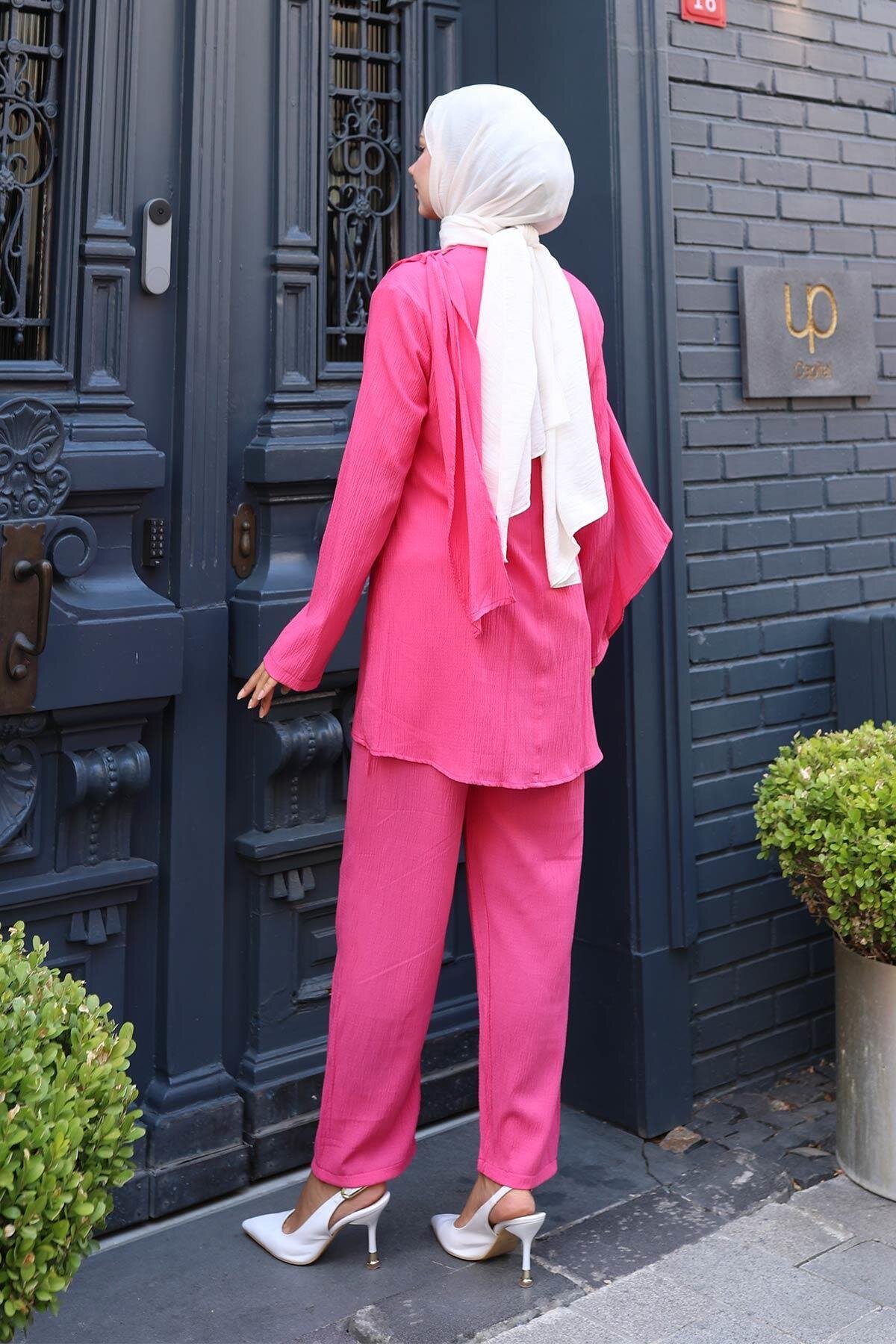 Two-Piece Cape Detail Set - Fuchsia - Misskayle