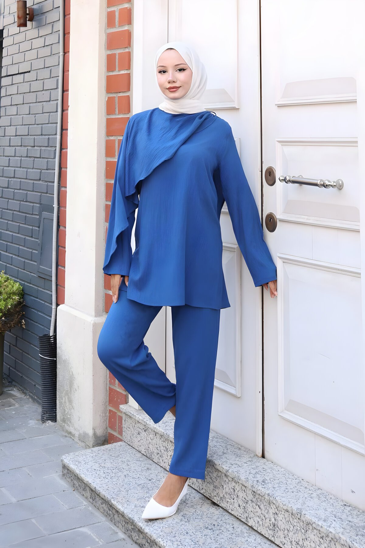 Two-piece Cape Detail Modest Set - Indigo - Misskayle