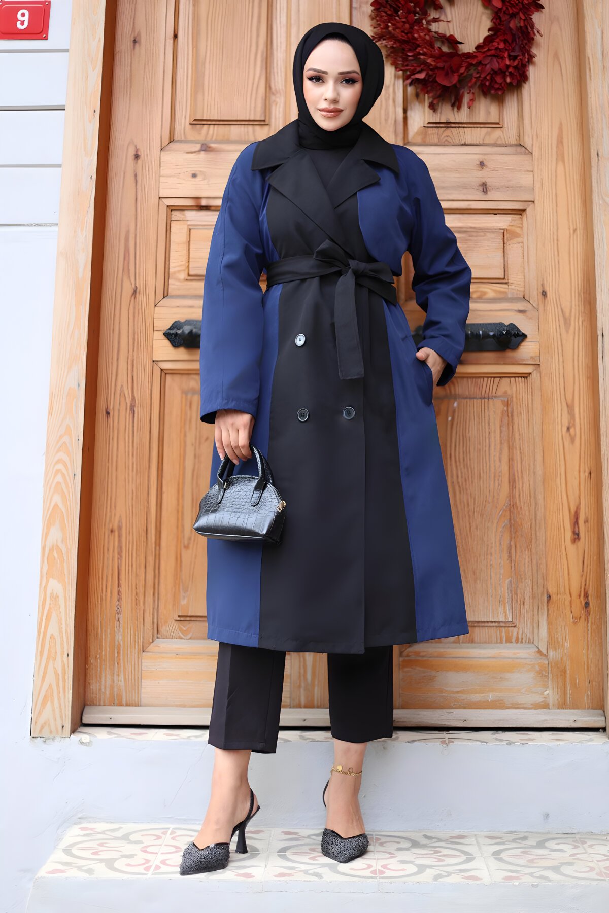 Front Trimmed Trench Coat - Indigo - Misskayle