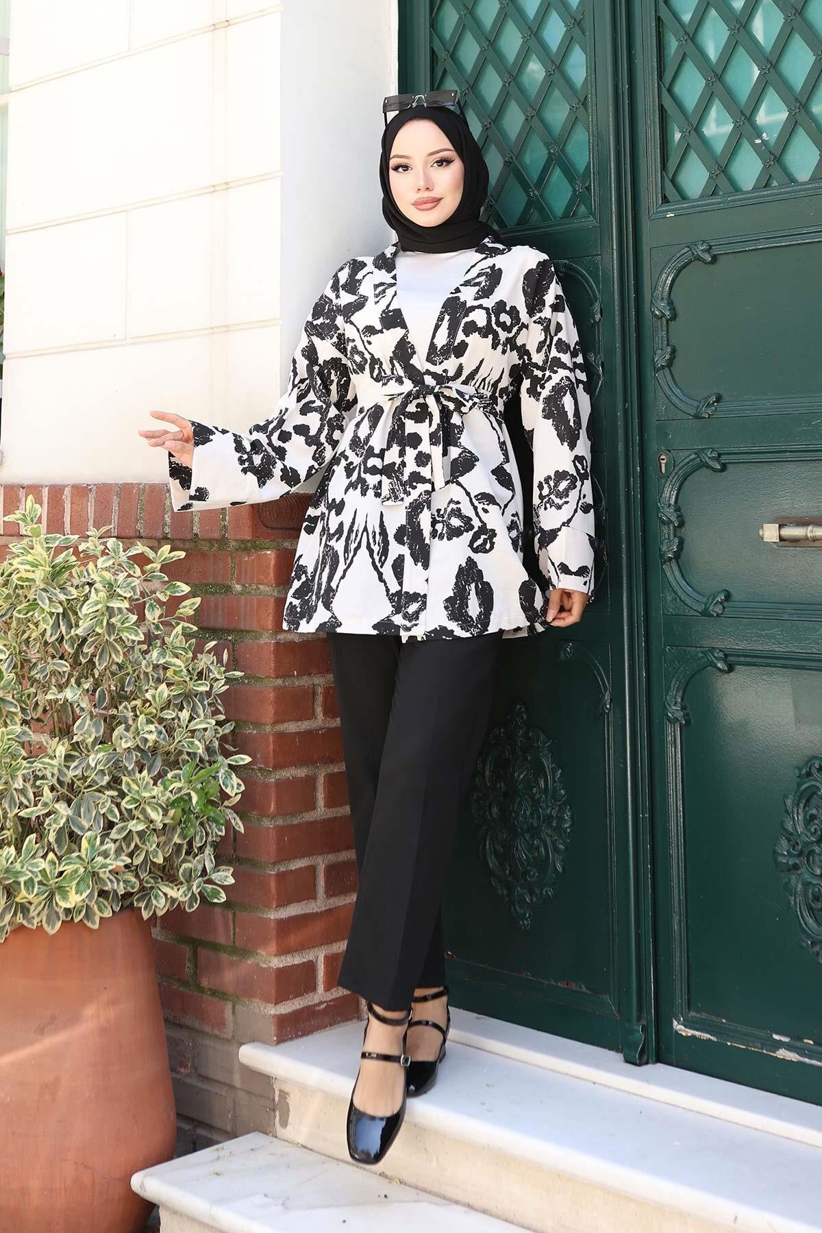Ethnic Patterned Kimono - Black - Misskayle