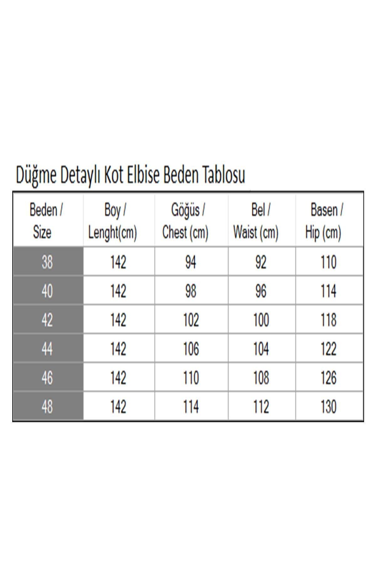 Açık Mavi Kot Düğme Detaylı Tesettür Elbise - Modamihram