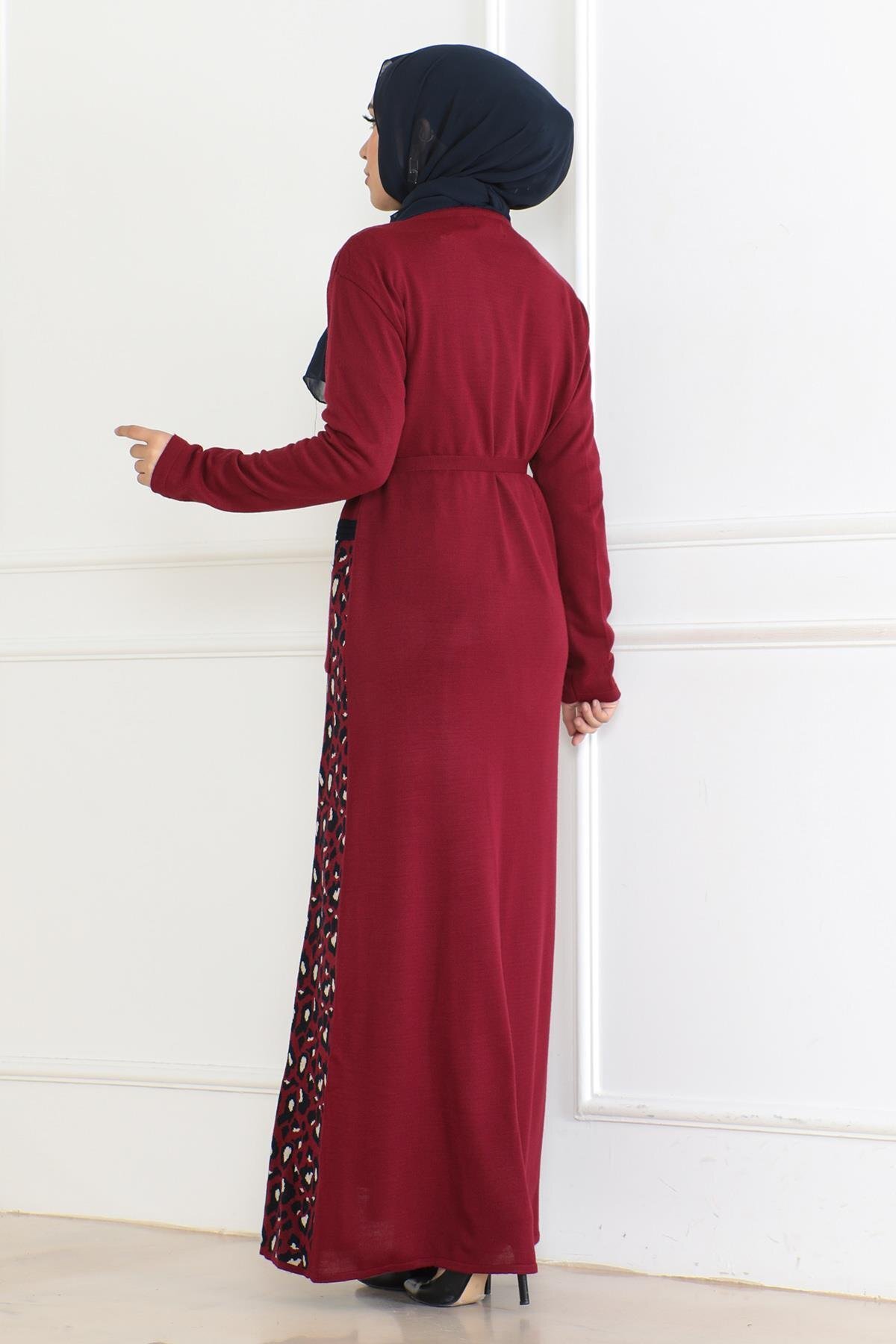 Knitted Pocket Detail Set - Maroon - Modamihram