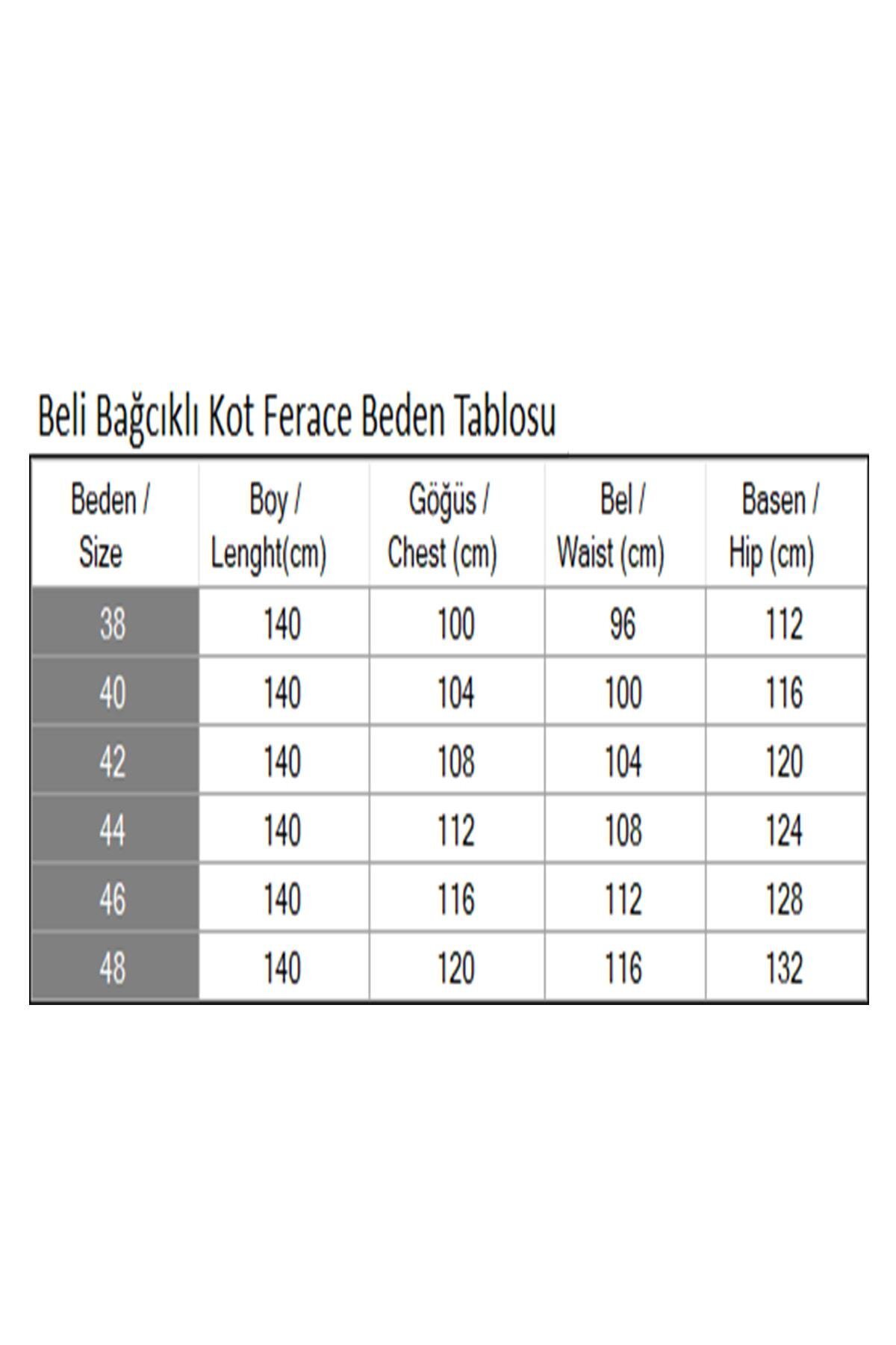 Koyu Mavi Kot Beli Bağcıklı Ferace - Modamihram
