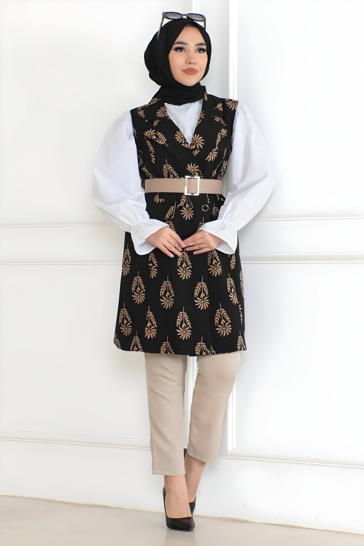 Siyah Desenli Ceket - Modamihram
