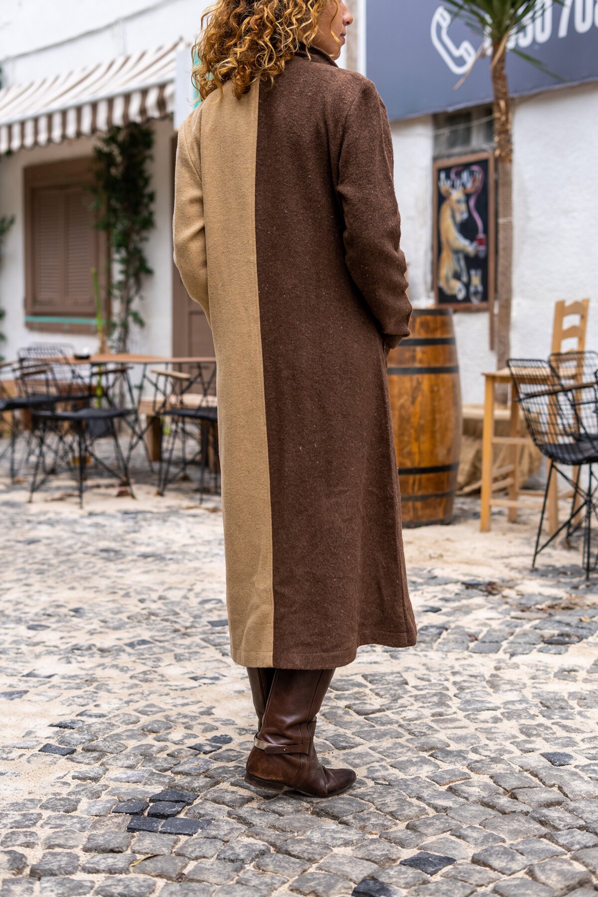 Two-Piece Unlined Melton Modest Coat - Coffee Mink - Pasaklı Giyim
