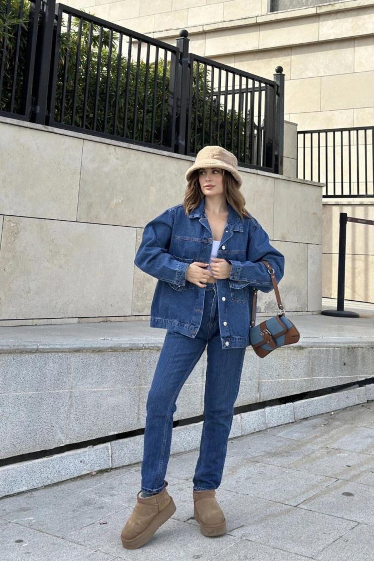 Modest Denim Jacket - Blue - Pasaklı Giyim