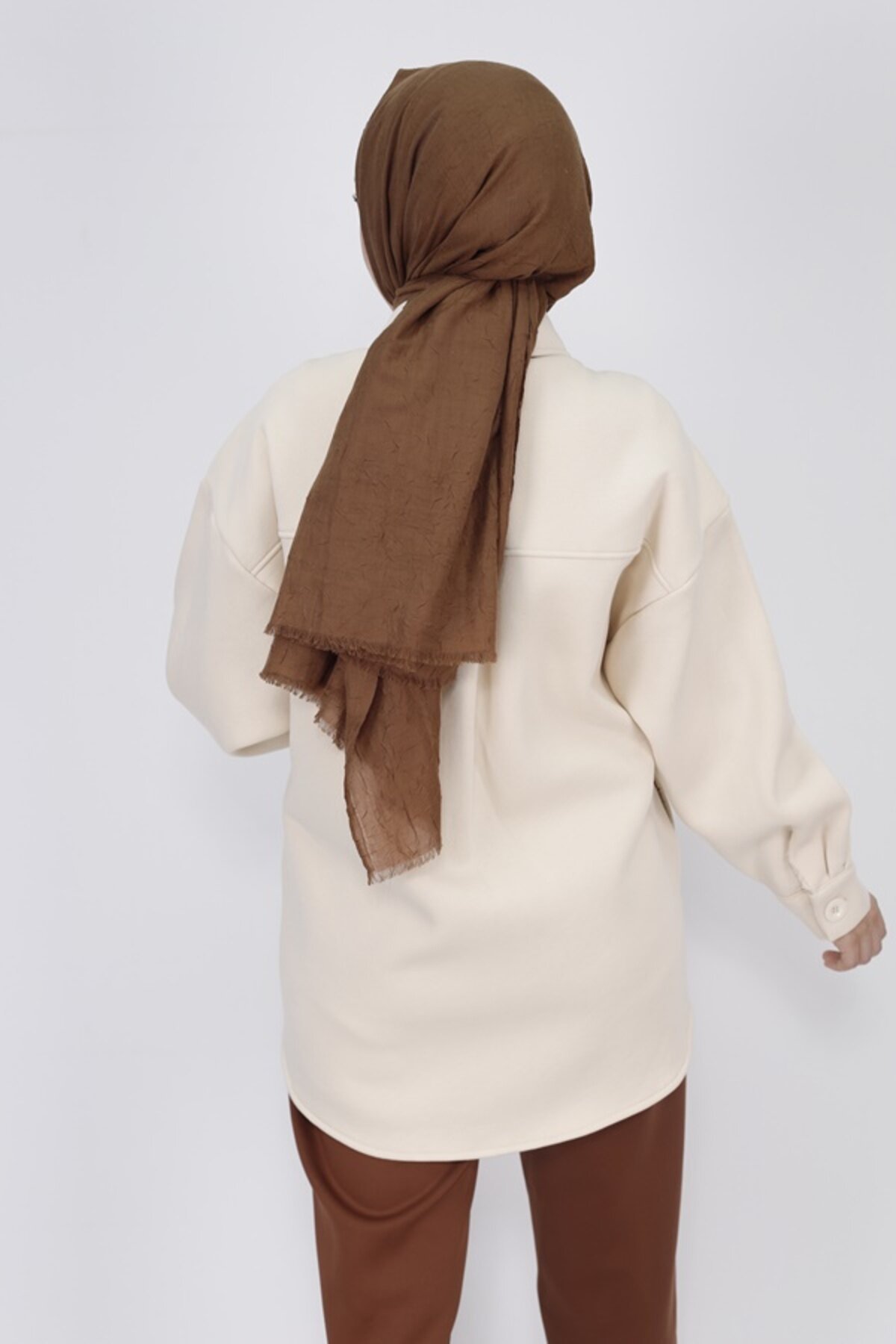 Double-Knit Cotton Pocketed Modest Jacket - Stone - Puane