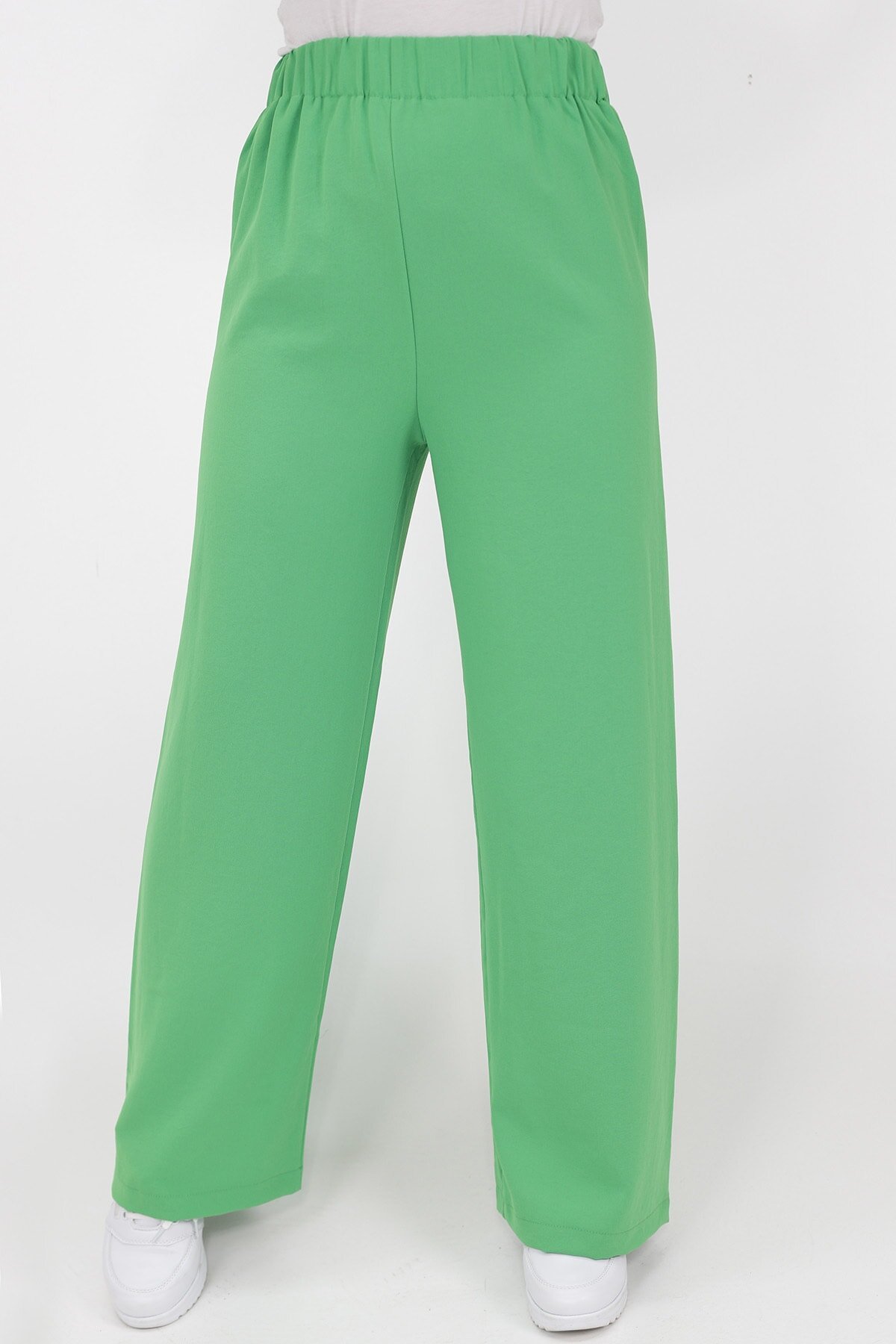 Wide Leg Aerobin Fabric Modest Pants - Green - Puane