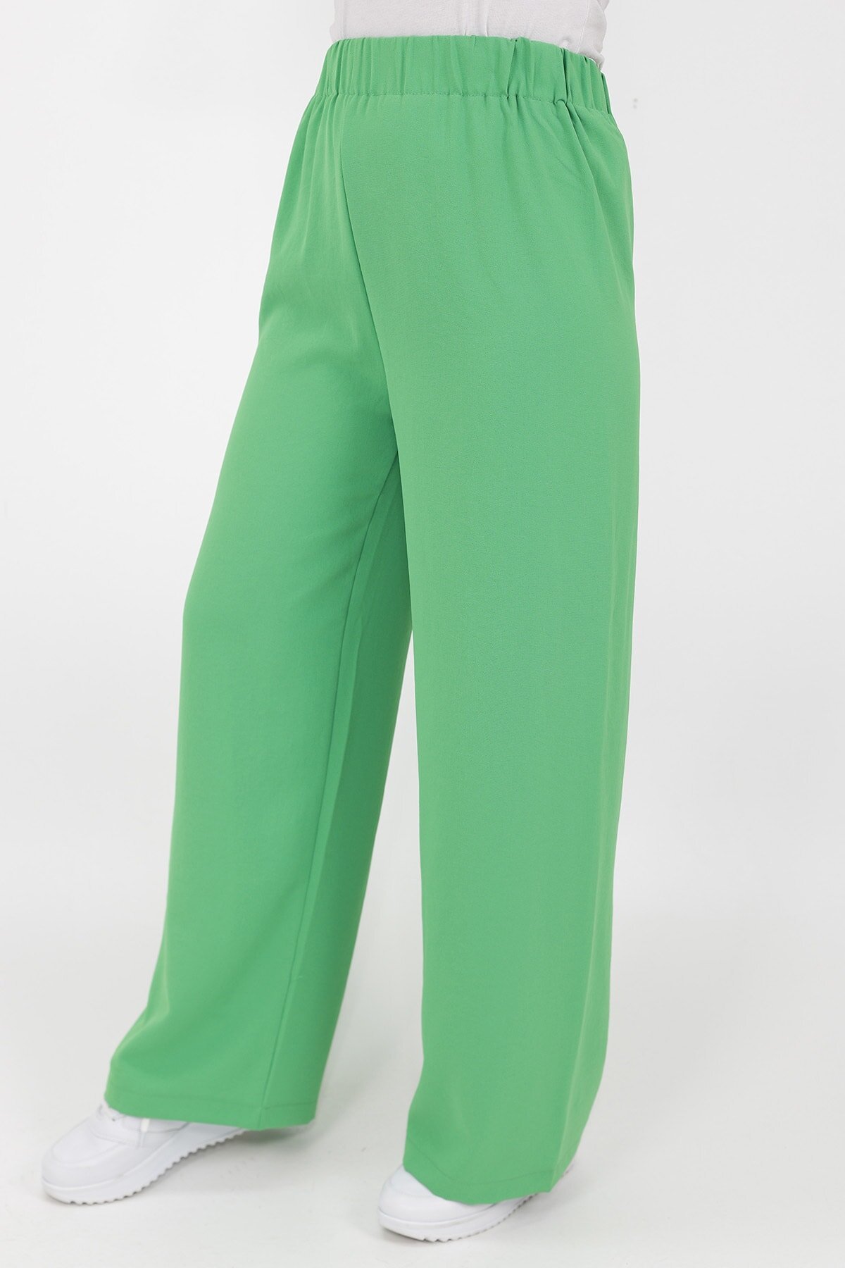 Wide Leg Aerobin Fabric Modest Pants - Green - Puane