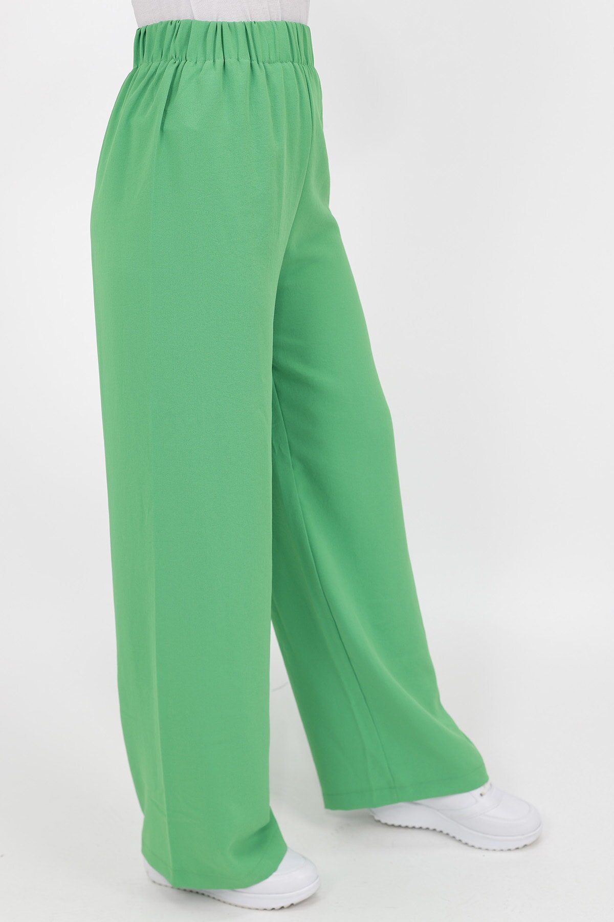 Wide Leg Aerobin Fabric Modest Pants - Green - Puane