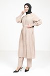 Bej Kuşaklı Alt Üst İkili Tesettür Takım