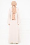 Bej Önü Bağlamalı Geniş Manşet Abaya