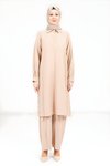 Bej Rahat Kesim Pantolon Takım Tunik