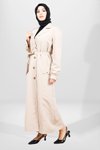 Bej Uzun Kemerli Trençkot
