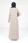 Bej Yandan Bağlama Detaylı Ferace