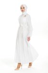 Beyaz Organze Kuşaklı Ferace Takım
