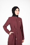 Bordo Alt Üst İkili Halka Aksesuar Detaylı Tesettür Takım