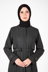 Gri Kemer Detaylı Tesettür Kaban