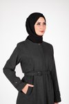 Gri Kemer Detaylı Tesettür Kaban