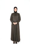 Haki İkili Etekli Yakası Düğmeli Tesettür Takım