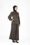 Haki İkili Etekli Yakası Düğmeli Tesettür Takım