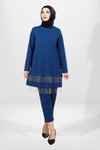 İndigo İkili Püsküllü Tesettür Takım