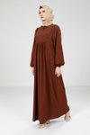 Kahverengi Robalı Tesettür Elbise