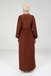 Kahverengi Robalı Tesettür Elbise