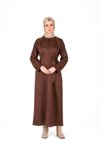 Kahverengi Süet Omuz Kol Detaylı Ferace