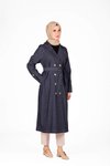 Lacivert Denim Kuşaklı Trençkot