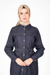 Lacivert Denim Tunik Pantolon Tesettür Takım
