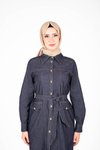 Lacivert Denim Tunik Pantolon Tesettür Takım