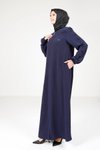 Lacivert Kolu Düğme Detaylı Ferace