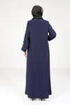 Lacivert Kolu Düğme Detaylı Ferace