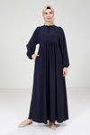 Lacivert Robalı Tesettür Elbise