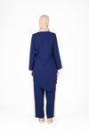 Lacivert Tunik Pantolon Bel Aksesuar Detaylı Tesettür İkili Takım