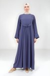 Mor Çıtçıtlı Tesettür Elbise