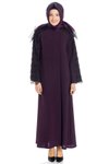 عباية دانتيل لون بنفسجي بسحاب مخفي