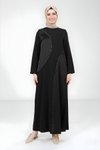 Siyah Abiye Taş Detaylı Tesettür Elbise