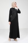 Siyah Abiye Taş Detaylı Tesettür Elbise