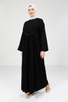 Siyah Çıtçıtlı Tesettür Elbise