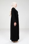 Siyah Çıtçıtlı Tesettür Elbise
