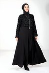 Siyah Dantelli Tesettür Abiye Elbise