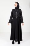 Siyah Dantelli Tesettür Abiye Elbise