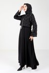 Siyah Dantelli Tesettür Abiye Elbise