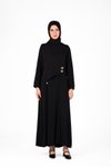 Siyah Düğme Detaylı Tesettür Elbise
