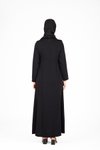 Siyah Düğme Detaylı Tesettür Elbise